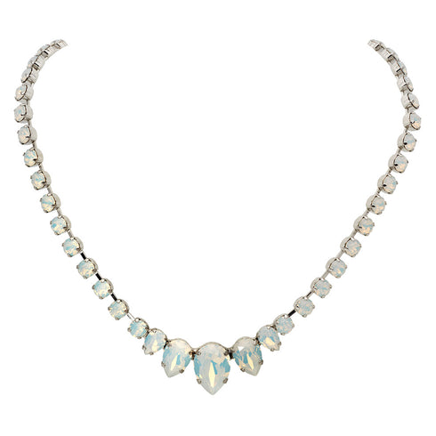 Vestuvinė kaklo papuošalas "Leonora (Baltasis Opalas)" su Swarovski™ kristalais